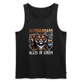 HOMME BARBU Viking barbe Homme Tigre Drôle - Débardeur bio Premium Homme - noir - Devant - AI Model Male 178 light (178cm)