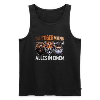 HOMME BARBU Viking barbe Homme Tigre Drôle - Débardeur bio Premium Homme - noir - Devant - AI Model Male 178 light (178cm)