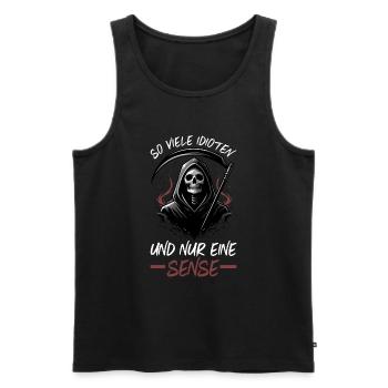 So many idiots and just a scythe of sarcasm - Men's Premium Organic Tank Top - black - Front - AI Model Male 178 light (178cm)