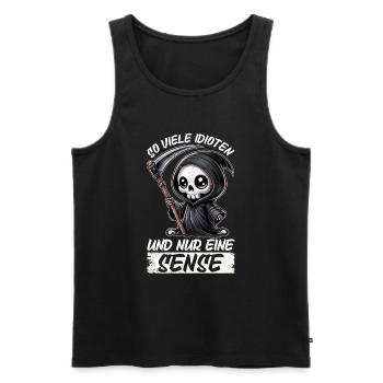 So many idiots and just a scythe of sarcasm - Men's Premium Organic Tank Top - black - Front - AI Model Male 178 light (178cm)