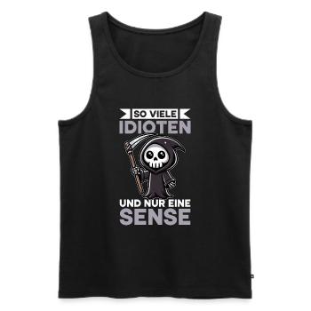 So many idiots and just a scythe of sarcasm - Men's Premium Organic Tank Top - black - Front - AI Model Male 178 light (178cm)