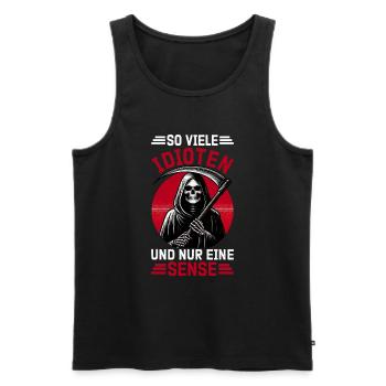 So many idiots and just a scythe of sarcasm - Men's Premium Organic Tank Top - black - Front - AI Model Male 178 light (178cm)