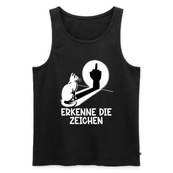 Erkenne die Zeichen Lustige Katze Schatten - Männer Premium Bio Tank Top - Schwarz - Vorne - AI Model Male 178 light (178cm)