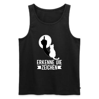 Erkenne die Zeichen Lustige Katze Schatten - Männer Premium Bio Tank Top - Schwarz - Vorne - AI Model Male 178 light (178cm)