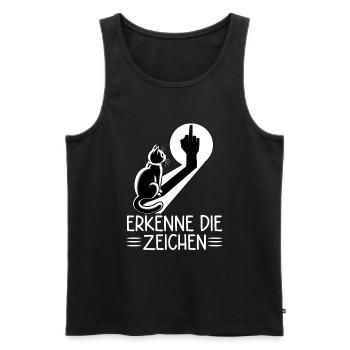 Erkenne die Zeichen Lustige Katze Schatten - Männer Premium Bio Tank Top - Schwarz - Vorne - AI Model Male 178 light (178cm)