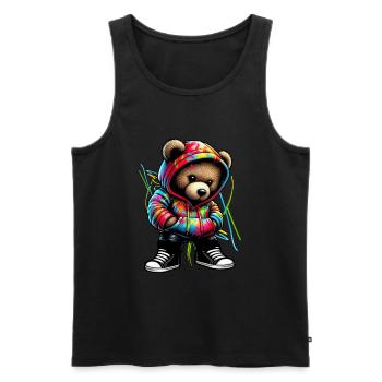 Hip Hop Teddybär Bunte Urban Rap Music - Männer Premium Bio Tank Top - Schwarz - Vorne - Michal (187cm)