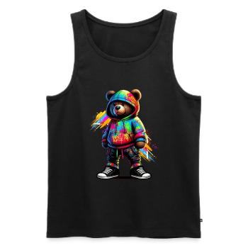 Hip Hop Teddybär Bunte Urban Rap Music - Männer Premium Bio Tank Top - Schwarz - Vorne - Michal (187cm)