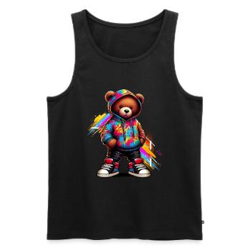 Hip Hop Teddybär Bunte Urban Rap Music - Männer Premium Bio Tank Top - Schwarz - Vorne - Michal (187cm)