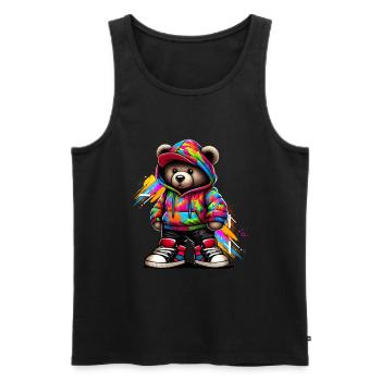 Hip Hop Teddybär Bunte Urban Rap Music - Männer Premium Bio Tank Top - Schwarz - Vorne - Michal (187cm)