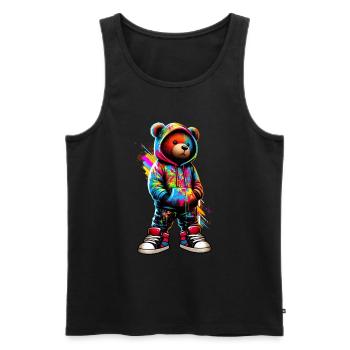 Hip Hop Teddybär Bunte Urban Rap Music - Männer Premium Bio Tank Top - Schwarz - Vorne - Michal (187cm)