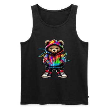Hip Hop Teddybär Bunte Urban Rap Music - Männer Premium Bio Tank Top - Schwarz - Vorne - Michal (187cm)