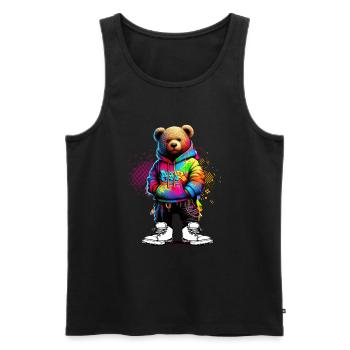 Hip Hop Teddybär Bunte Urban Rap Music - Männer Premium Bio Tank Top - Schwarz - Vorne - Michal (187cm)