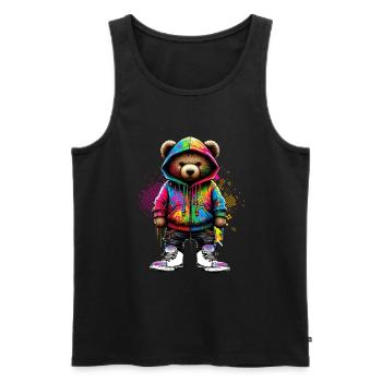Hip Hop Teddybär Bunte Urban Rap Music - Männer Premium Bio Tank Top - Schwarz - Vorne - Michal (187cm)