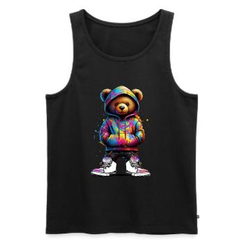Hip Hop Teddybär Bunte Urban Rap Music - Männer Premium Bio Tank Top - Schwarz - Vorne - Michal (187cm)