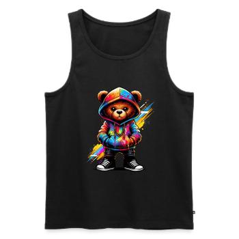Hip Hop Teddybär Bunte Urban Rap Music - Männer Premium Bio Tank Top - Schwarz - Vorne - Michal (187cm)