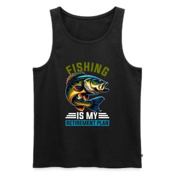 Pêcheur à la retraite Pêche à l’achigan Poisson-chat Retraite - Débardeur bio Premium Homme - noir - Devant - AI Model Male 178 light (178cm)
