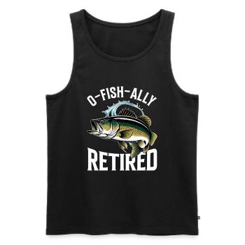 Pêcheur à la retraite Pêche à l’achigan Poisson-chat Retraite - Débardeur bio Premium Homme - noir - Devant - AI Model Male 178 light (178cm)