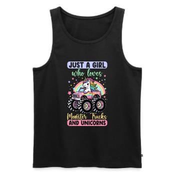 Monster Truck Einhorn Geburtstagsfeier Mädchen - Männer Premium Bio Tank Top - Schwarz - Vorne - Michal (187cm)
