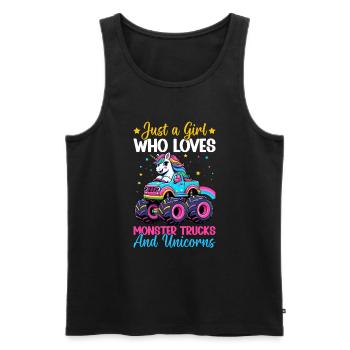 Monster Truck Einhorn Geburtstagsfeier Mädchen - Männer Premium Bio Tank Top - Schwarz - Vorne - Michal (187cm)