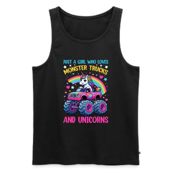 Monster Truck Einhorn Geburtstagsfeier Mädchen - Männer Premium Bio Tank Top - Schwarz - Vorne - Michal (187cm)