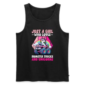 Monster Truck Einhorn Geburtstagsfeier Mädchen - Männer Premium Bio Tank Top - Schwarz - Vorne - Michal (187cm)