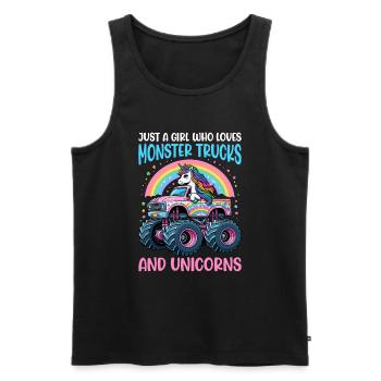 Monster Truck Einhorn Geburtstagsfeier Mädchen - Männer Premium Bio Tank Top - Schwarz - Vorne - Michal (187cm)