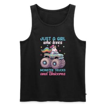 Monster Truck Einhorn Geburtstagsfeier Mädchen - Männer Premium Bio Tank Top - Schwarz - Vorne - Michal (187cm)
