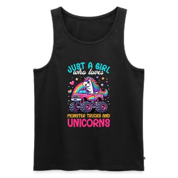 Monster Truck Einhorn Geburtstagsfeier Mädchen - Männer Premium Bio Tank Top - Schwarz - Vorne - Michal (187cm)