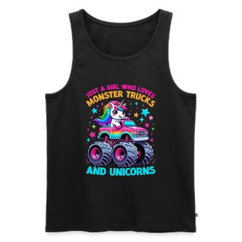 Monster Truck Einhorn Geburtstagsfeier Mädchen - Männer Premium Bio Tank Top - Schwarz - Vorne - Michal (187cm)