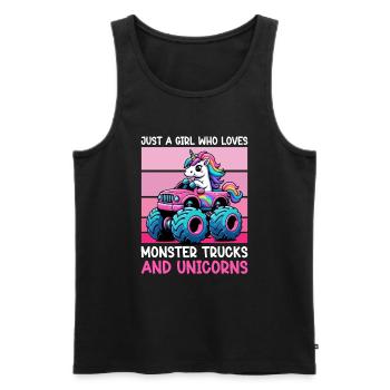 Monster Truck Einhorn Geburtstagsfeier Mädchen - Männer Premium Bio Tank Top - Schwarz - Vorne - Michal (187cm)