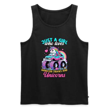 Monster Truck Einhorn Geburtstagsfeier Mädchen - Männer Premium Bio Tank Top - Schwarz - Vorne - Michal (187cm)
