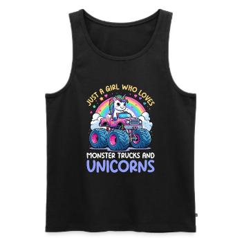 Monster Truck Einhorn Geburtstagsfeier Mädchen - Männer Premium Bio Tank Top - Schwarz - Vorne - Michal (187cm)