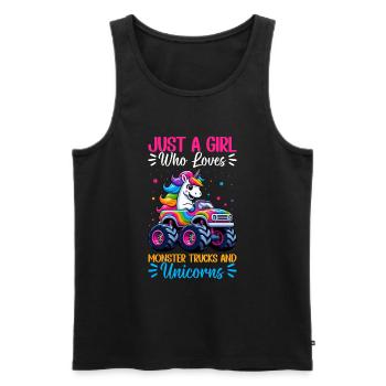 Monster Truck Einhorn Geburtstagsfeier Mädchen - Männer Premium Bio Tank Top - Schwarz - Vorne - Michal (187cm)