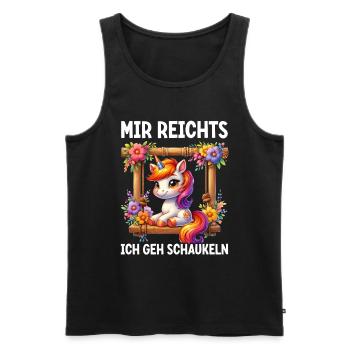 J’en ai assez, je vais me balancer, licorne drôle - Débardeur bio Premium Homme - noir - Devant - Michal (187cm)