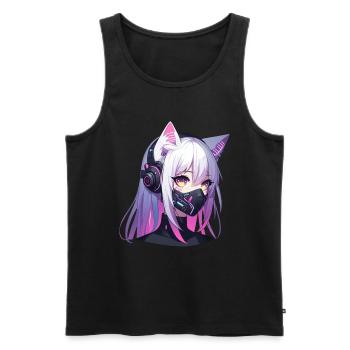 Japanische Manga Anime Ästhetik Cyberpunk Techwear - Männer Premium Bio Tank Top - Schwarz - Vorne - AI Model Male 178 light (178cm)