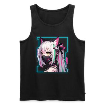 Japanische Manga Anime Ästhetik Cyberpunk Techwear - Männer Premium Bio Tank Top - Schwarz - Vorne - AI Model Male 178 light (178cm)