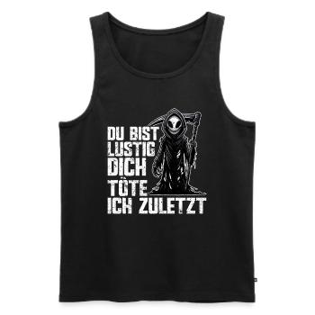 Tu es drôle, je t’aurai le dernier Faucheur - Débardeur bio Premium Homme - noir - Devant - Michal (187cm)