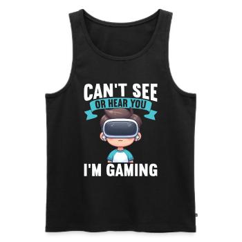 Virtual Reality Athlet Witzer VR Gamer Headset - Männer Premium Bio Tank Top - Schwarz - Vorne - AI Model Male 178 light (178cm)