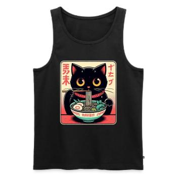 Chat Ramen Nouilles Anime Japonais Chat Chaton - Débardeur bio Premium Homme - noir - Devant - Michal (187cm)