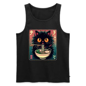 Chat Ramen Nouilles Anime Japonais Chat Chaton - Débardeur bio Premium Homme - noir - Devant - Michal (187cm)