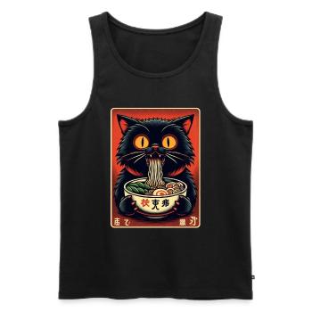 Chat Ramen Nouilles Anime Japonais Chat Chaton - Débardeur bio Premium Homme - noir - Devant - Michal (187cm)