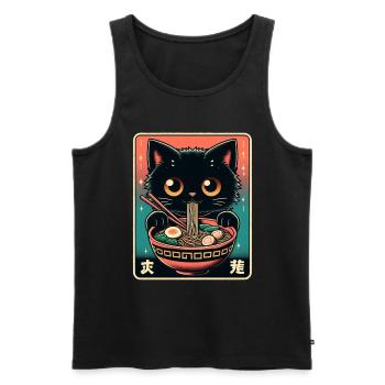 Chat Ramen Nouilles Anime Japonais Chat Chaton - Débardeur bio Premium Homme - noir - Devant - Michal (187cm)