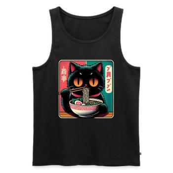 Chat Ramen Nouilles Anime Japonais Chat Chaton - Débardeur bio Premium Homme - noir - Devant - Michal (187cm)