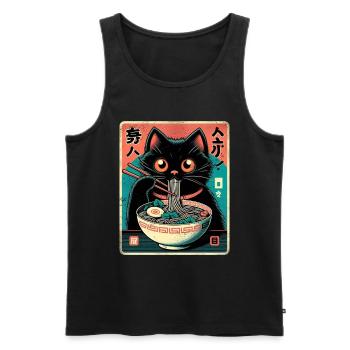 Chat Ramen Nouilles Anime Japonais Chat Chaton - Débardeur bio Premium Homme - noir - Devant - Michal (187cm)