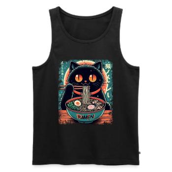 Chat Ramen Nouilles Anime Japonais Chat Chaton - Débardeur bio Premium Homme - noir - Devant - Michal (187cm)