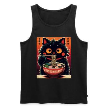 Chat Ramen Nouilles Anime Japonais Chat Chaton - Débardeur bio Premium Homme - noir - Devant - Michal (187cm)