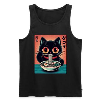 Chat Ramen Nouilles Anime Japonais Chat Chaton - Débardeur bio Premium Homme - noir - Devant - Michal (187cm)