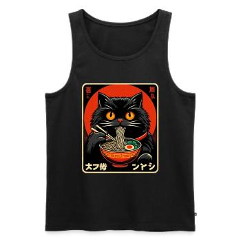 Chat Ramen Nouilles Anime Japonais Chat Chaton - Débardeur bio Premium Homme - noir - Devant - Michal (187cm)