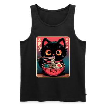 Chat Ramen Nouilles Anime Japonais Chat Chaton - Débardeur bio Premium Homme - noir - Devant - Michal (187cm)