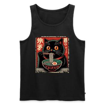 Chat Ramen Nouilles Anime Japonais Chat Chaton - Débardeur bio Premium Homme - noir - Devant - Michal (187cm)